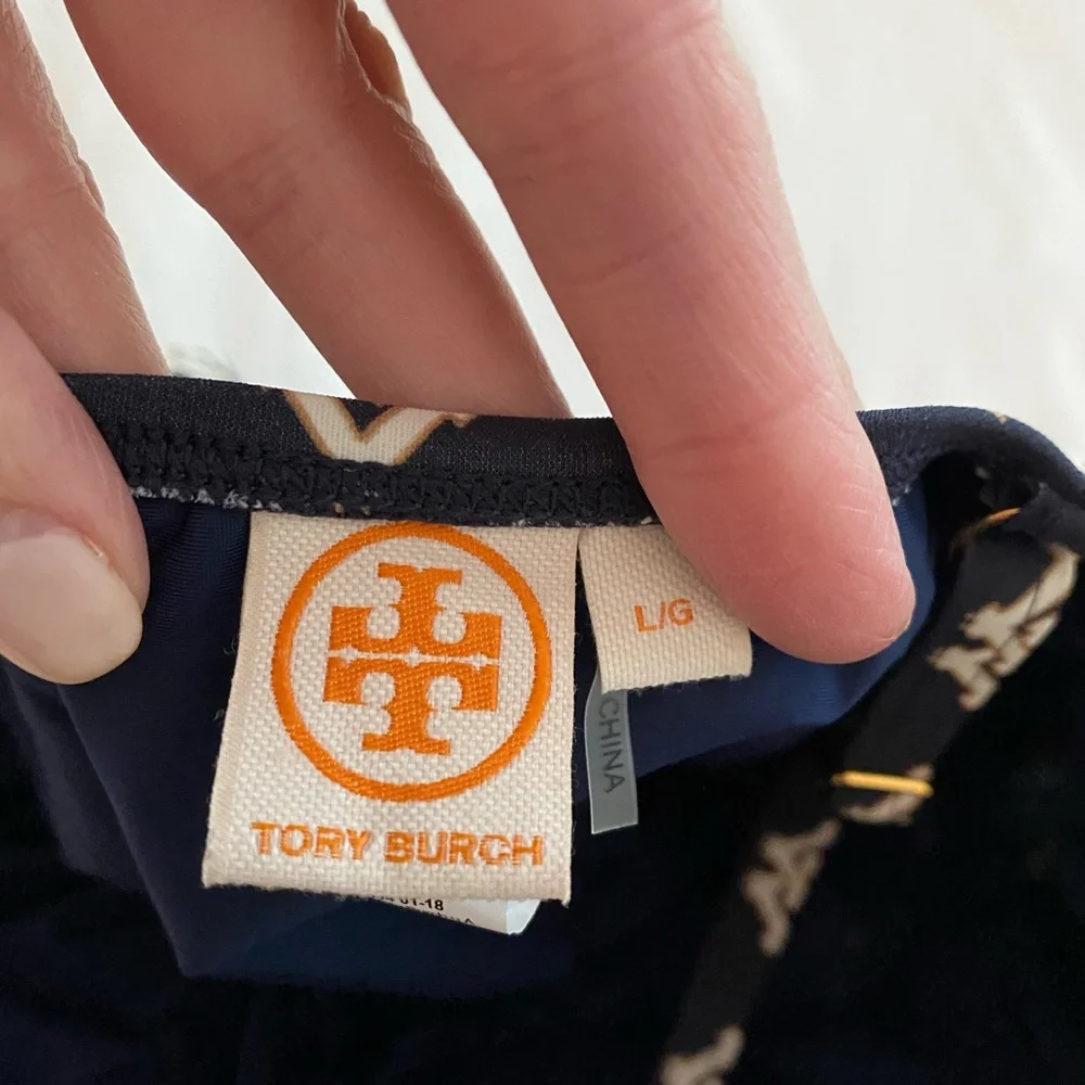 Tory Burch Navy and White One-Piece Swimsuit